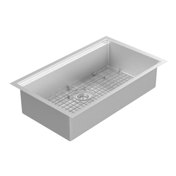 PULSE ShowerSpas Santa Cruz 9" H x 32" W x 19" D Dual Mounted Brushed Stainless Steel Sink