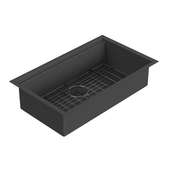 PULSE ShowerSpas Santa Cruz 9" H x 32" W x 19" D Dual Mounted Gun Metal Black Sink