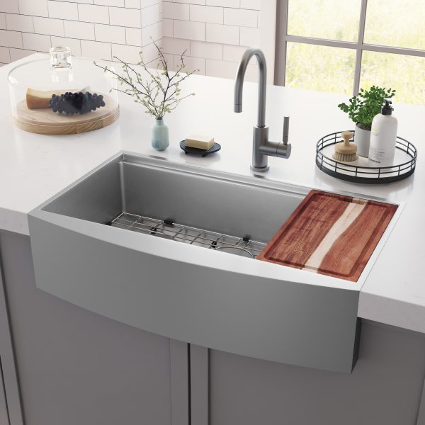 PULSE ShowerSpas Santa Cruz 9" H x 33" W x 20" D Brushed Stainless Steel Undermount Sink
