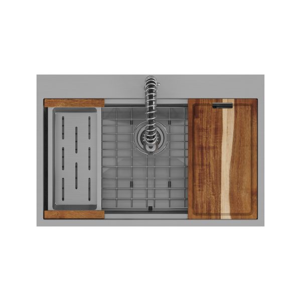 PULSE ShowerSpas Santa Cruz 9" H x 33" W x 22" D Brushed Stainless Steel Drop-in Sink With Spring Neck Faucet