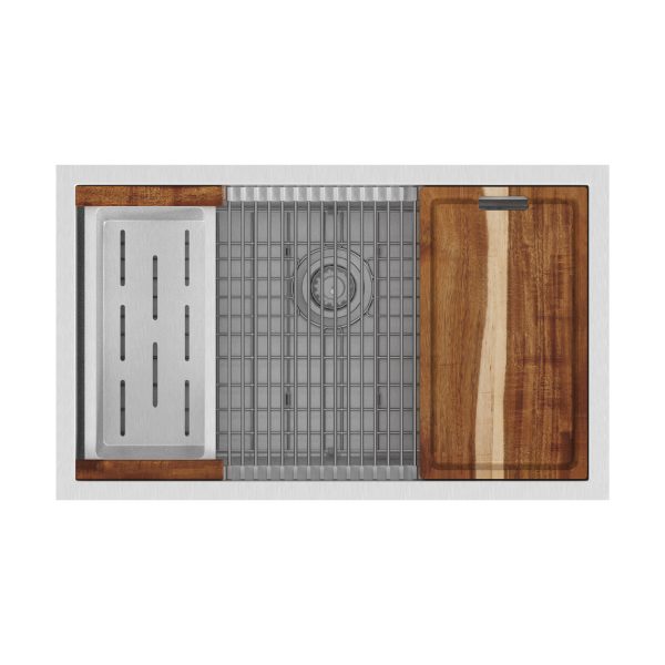 PULSE ShowerSpas Santa Cruz SCS-3219SBA-SSB Dual Mounted Brushed Stainless Steel Sink