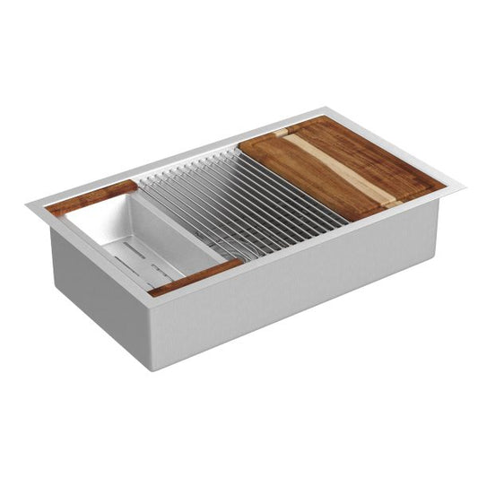 PULSE ShowerSpas Santa Cruz SCS-3219SBA-SSB Dual Mounted Brushed Stainless Steel Sink