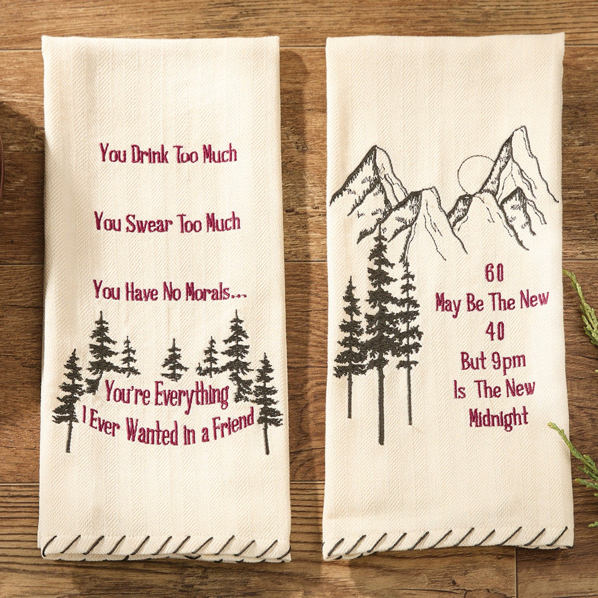 Park Designs 60 Is The New 40 Embroidered Dishtowel - Set of 6