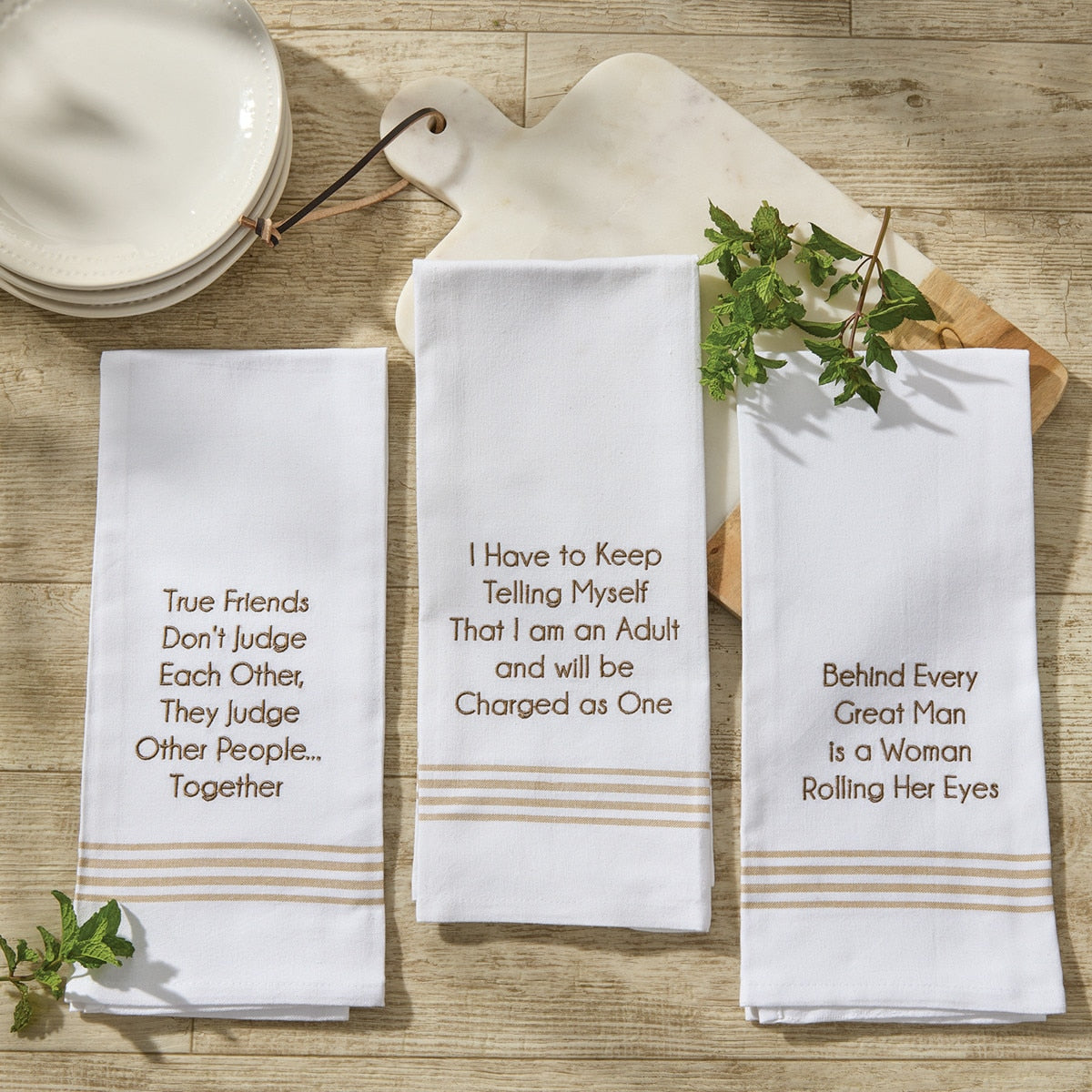 Park Designs A Woman Rolling Her Eyes Dishtowel - Set of 6