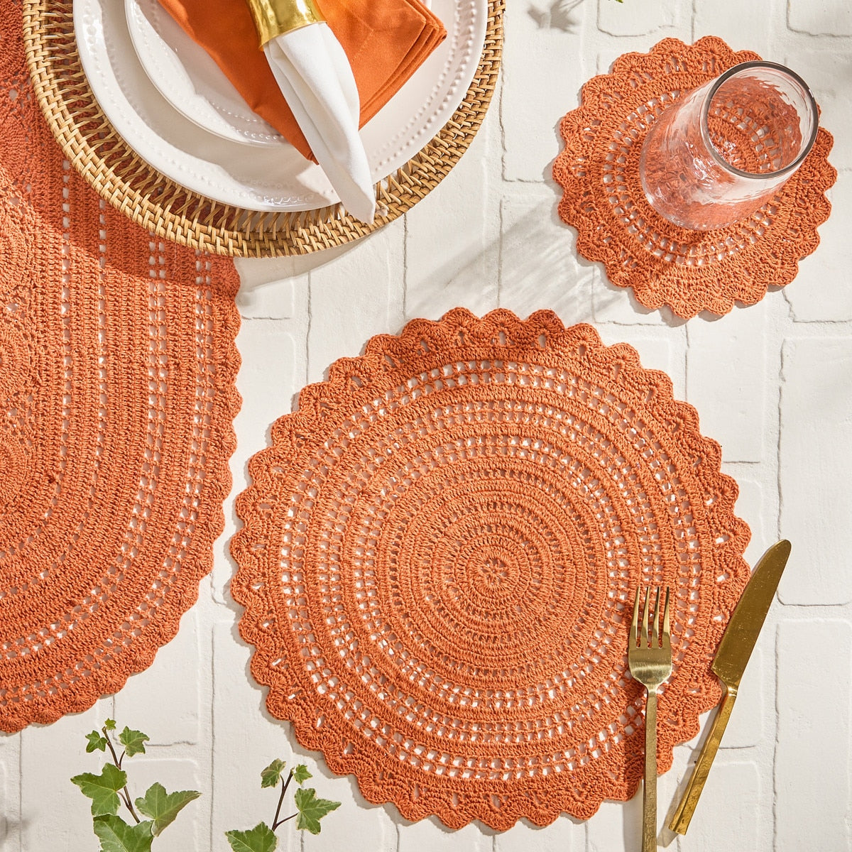 Park Designs Addison Crochet Placemat Sienna - Set of 12