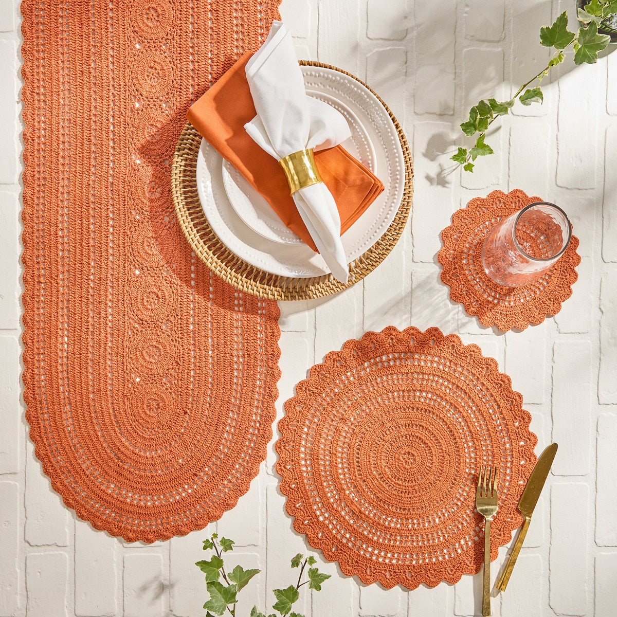 Park Designs Addison Crochet Placemat Sienna - Set of 12