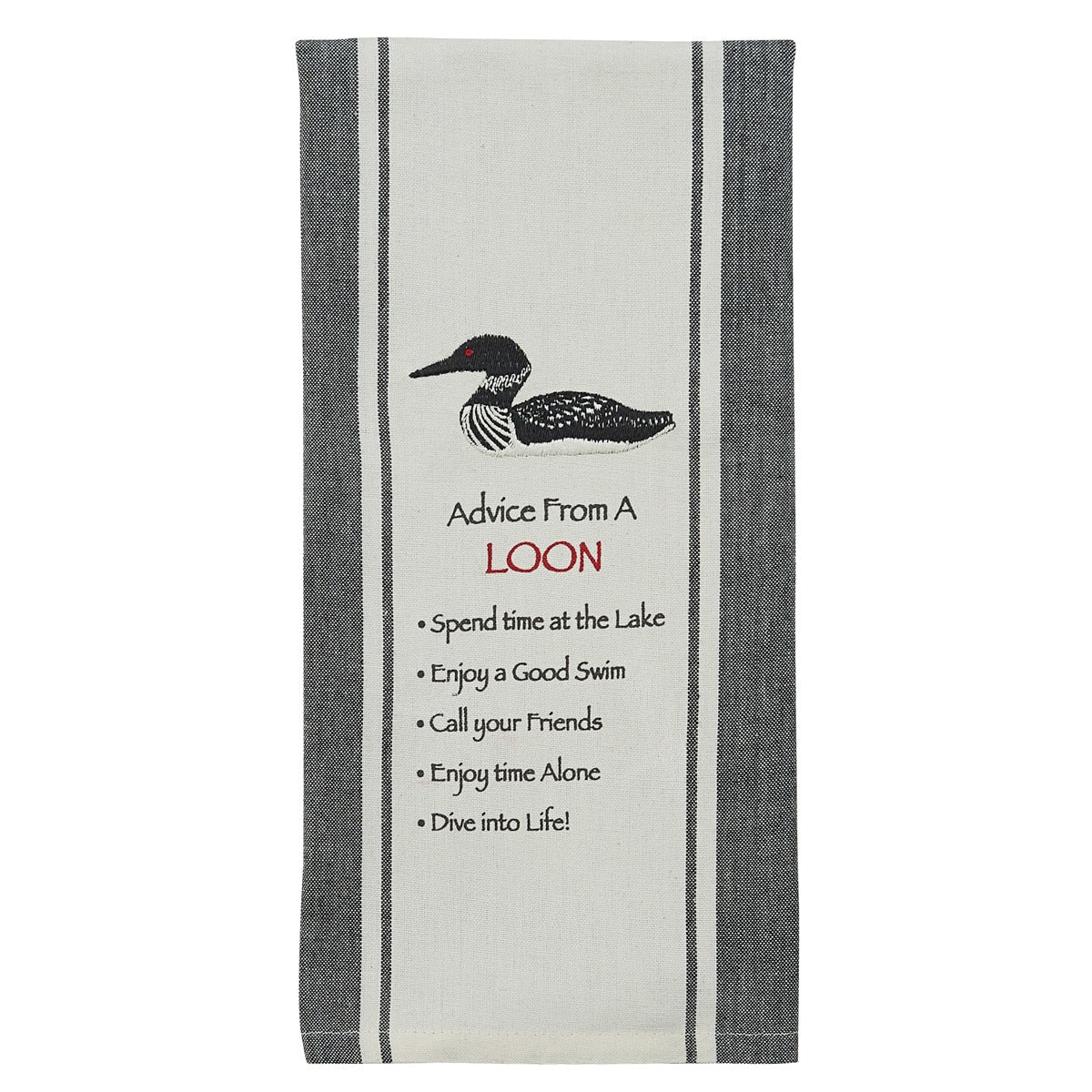 Park Designs Advice From A Loon Printed Embroidered Dishtowel - Set of 2