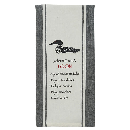 Park Designs Advice From A Loon Printed Embroidered Dishtowel - Set of 2