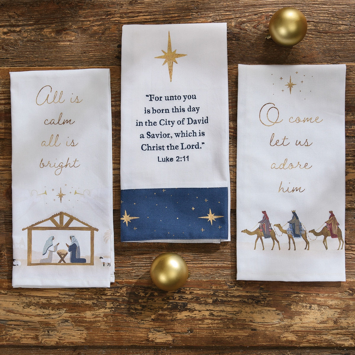 Park Designs Let Us Adore Him Dishtowel - Set of 6