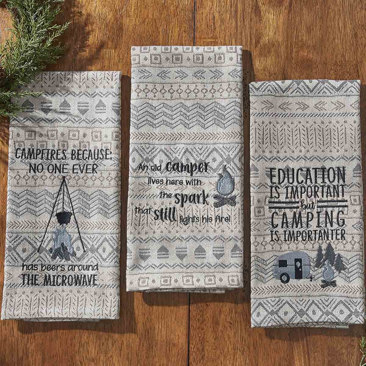 Park Designs An Old Camper Lives Here Embroidered Dishtowel - Set of 2