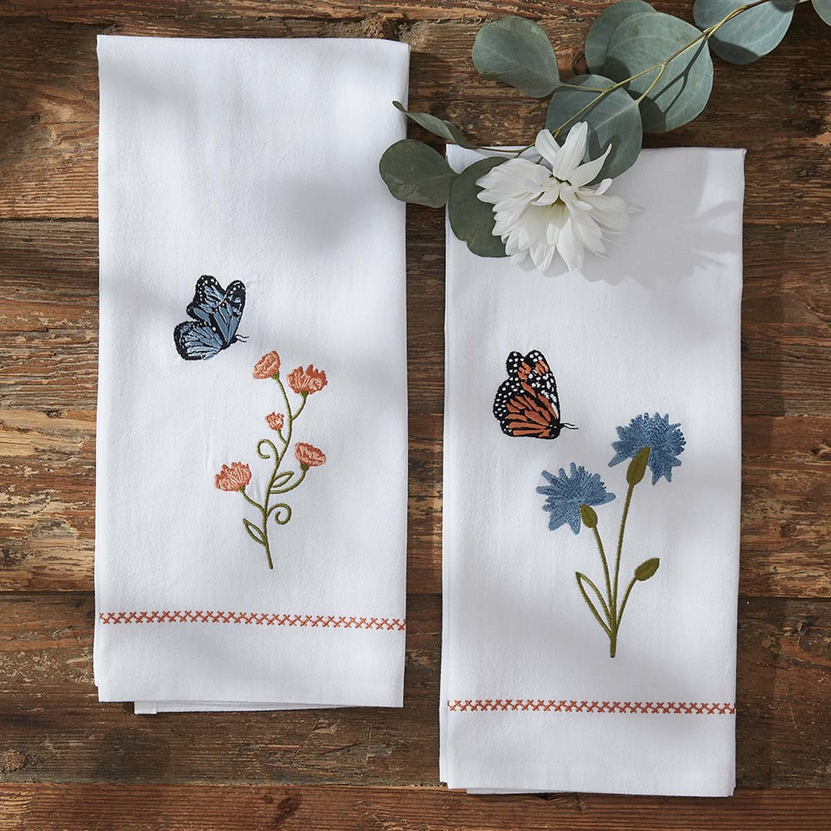 Park Designs Apricot Flower Decorative Dishtowel - Set of 2
