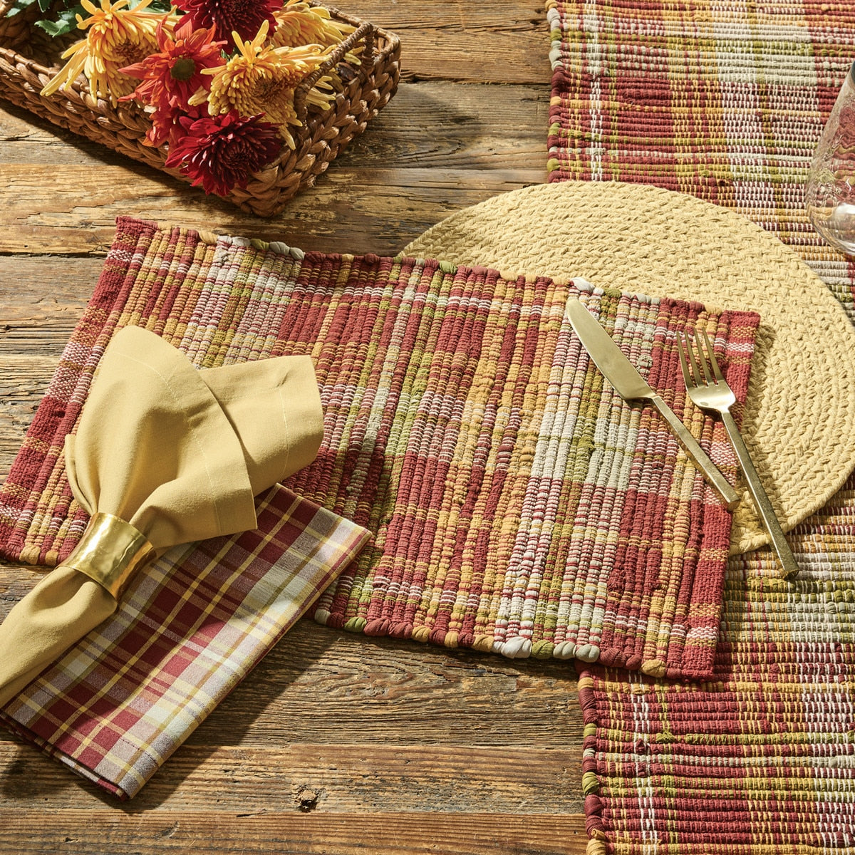 Park Designs Astor Plaid Chindi Placemat - Set of 12