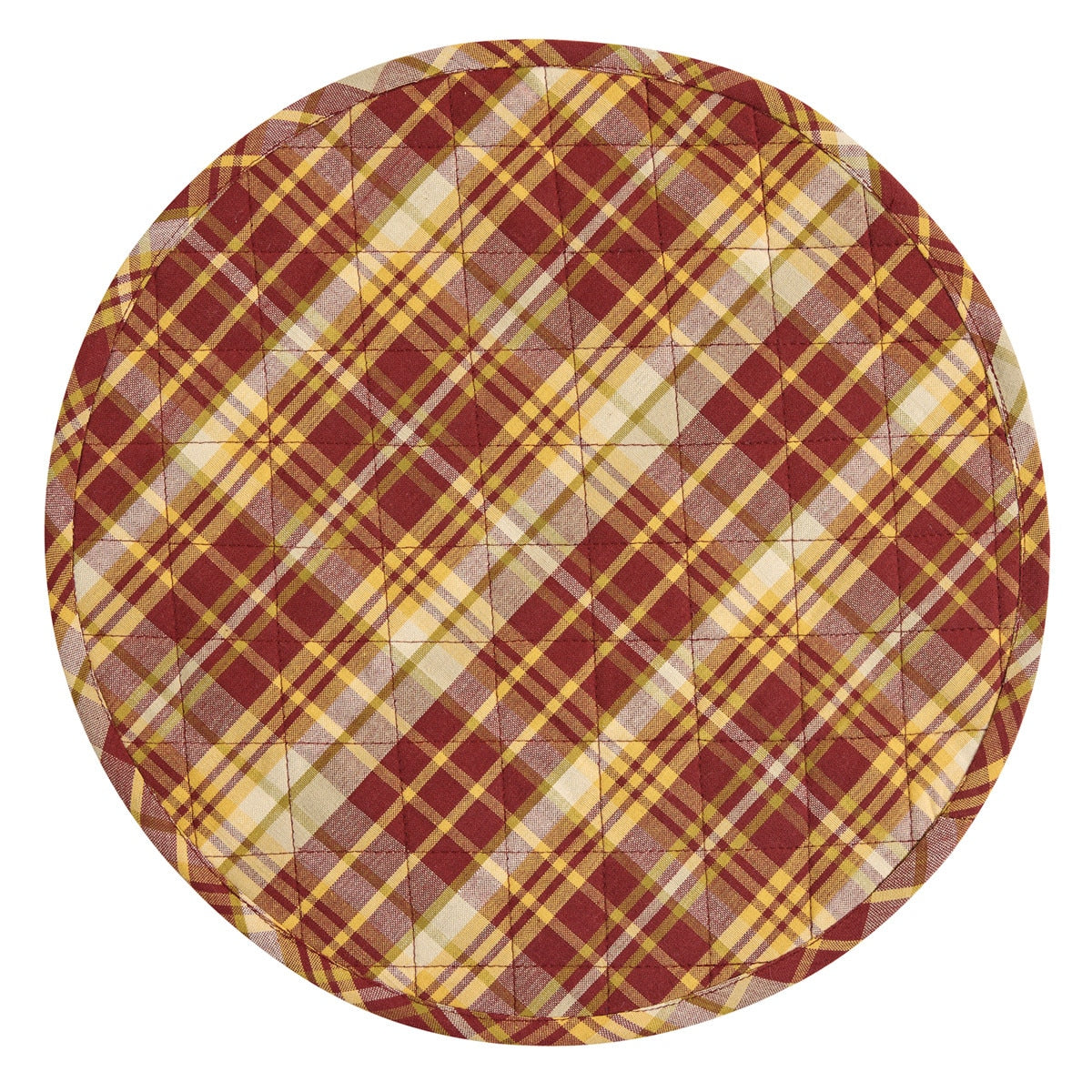Park Designs Astor Plaid Round Quilted Placemat 15"Dia - Set of 12