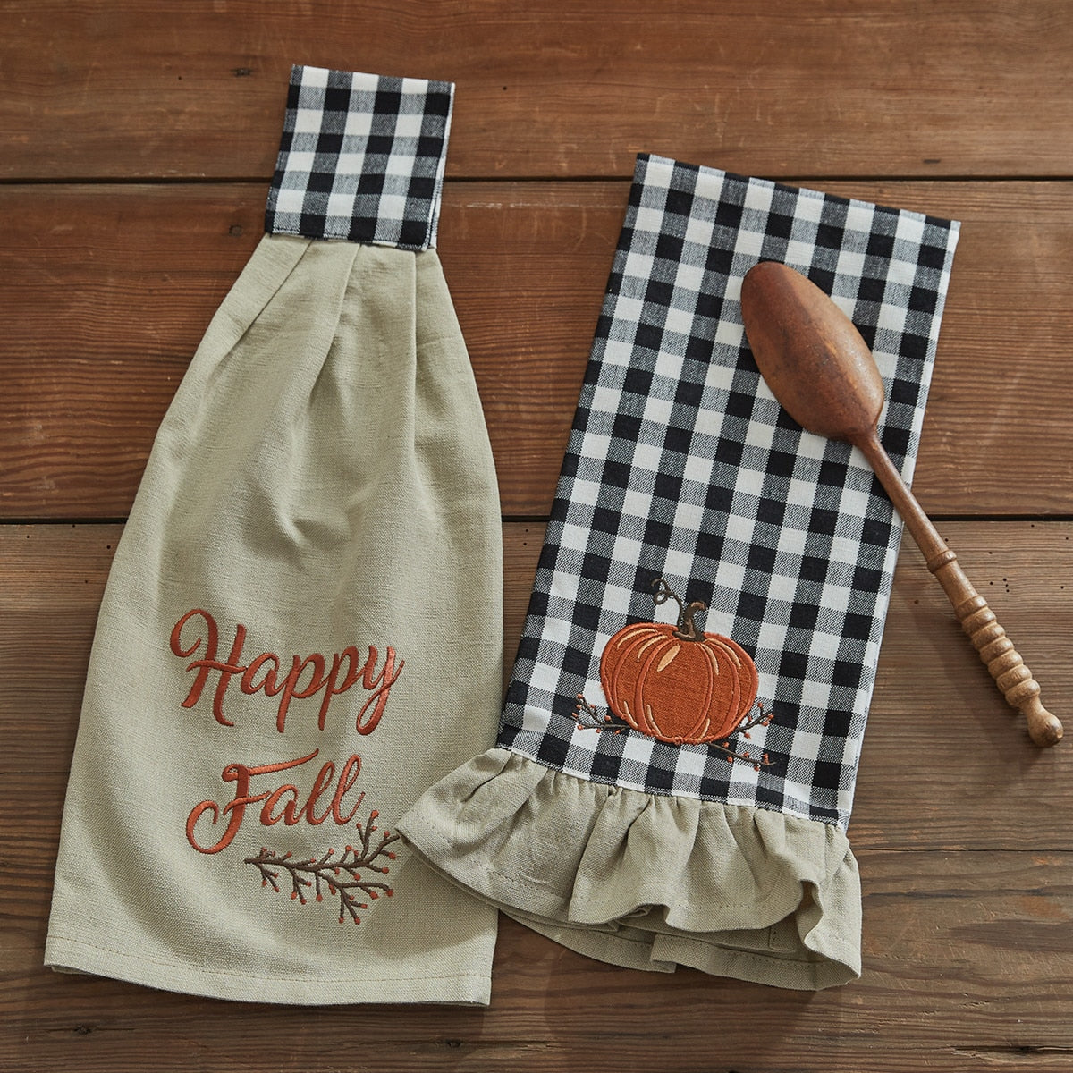 Park Designs Autumn Checkerboard Decorative Dishtowel - Set of 2