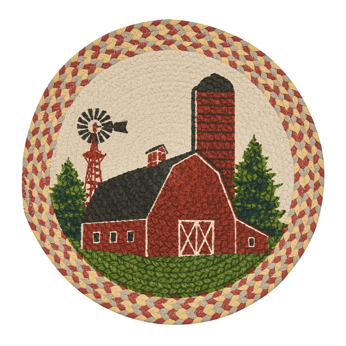Park Designs Barn Printed Braided Placemat 15" Dia - Set of 12