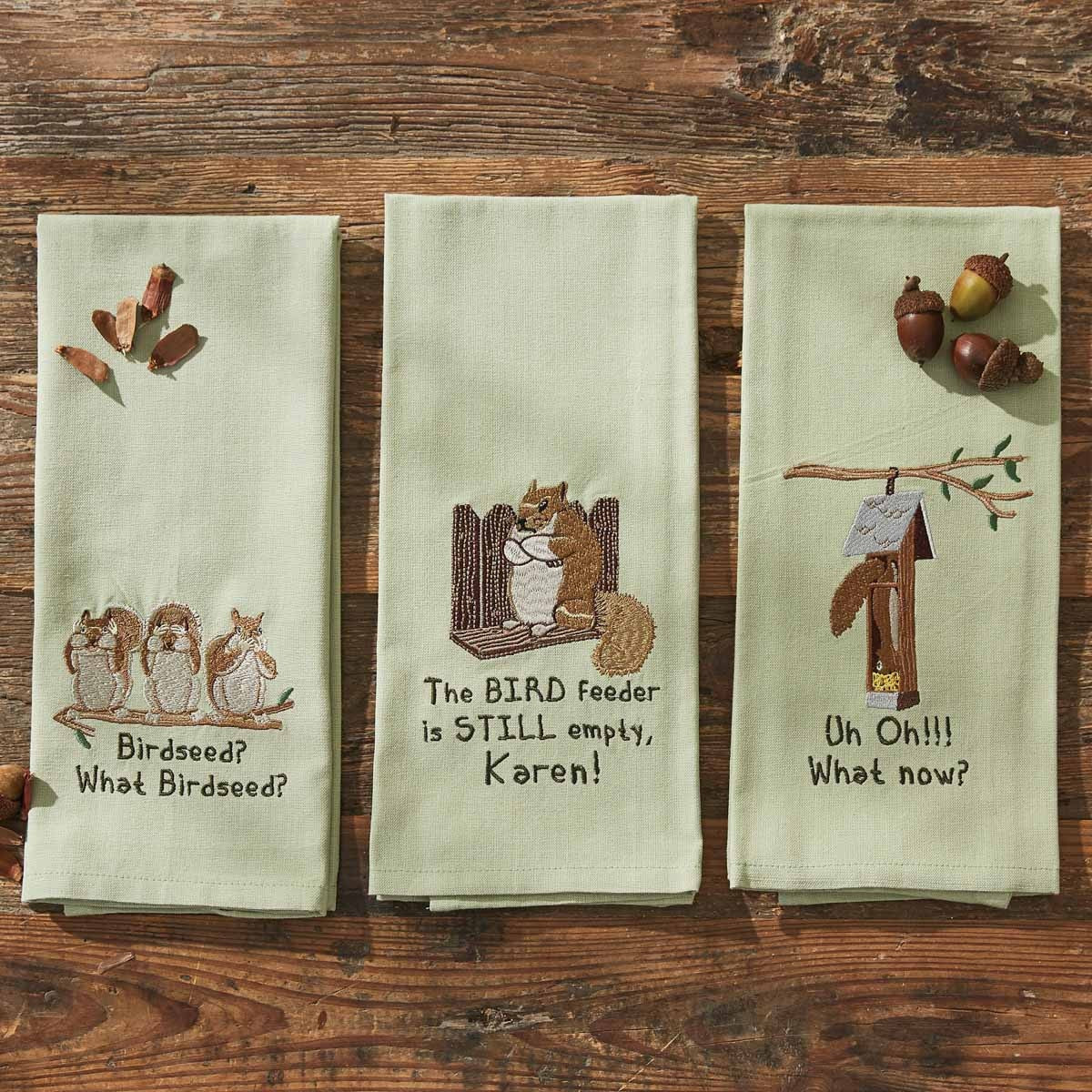 Park Designs Bird Feeder's Still Empty Embroidered Dishtowel - Set of 2