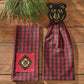 Park Designs Black Bear Red Dawn Bear Patch Dishtowel - Set of 6