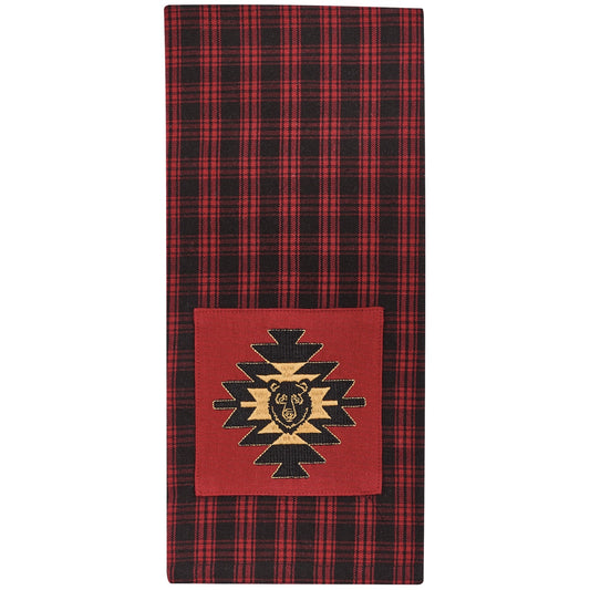 Park Designs Black Bear Red Dawn Bear Patch Dishtowel - Set of 6