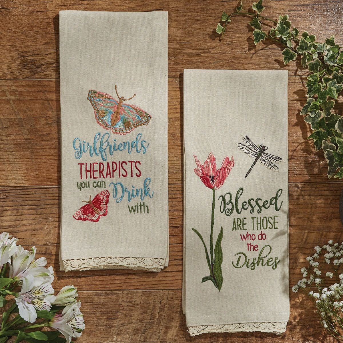 Park Designs Blessed Are Those Dishtowel - Set of 6