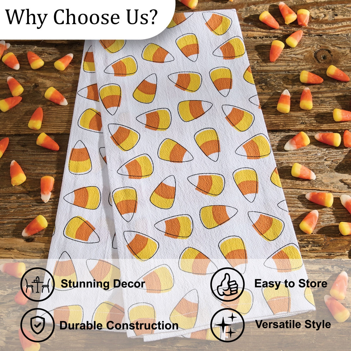 Park Designs Candy Corn Printed Dishtowel - Set of 6