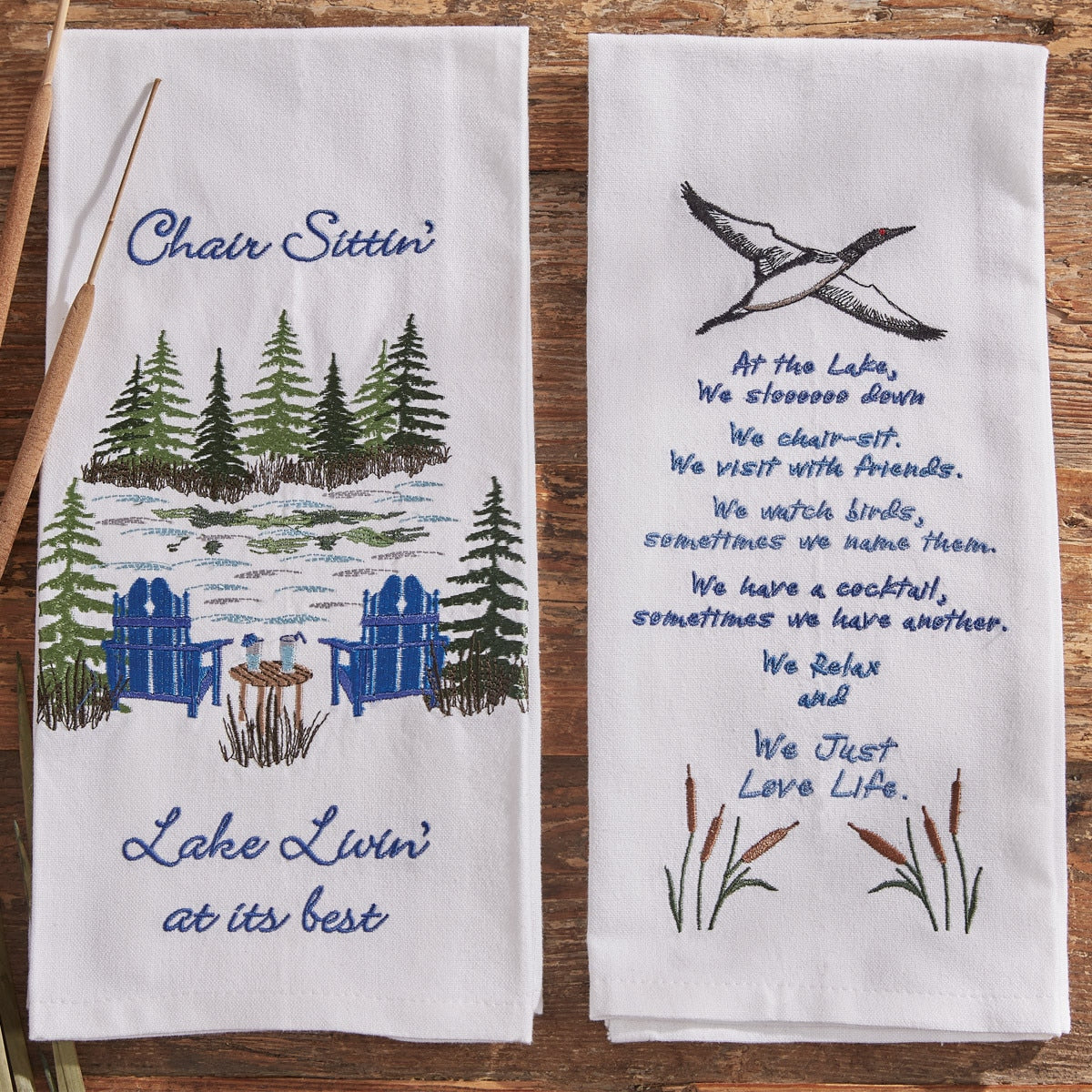 Park Designs Chair Sittin' Embroideredroidered Dishtowel - Set of 2