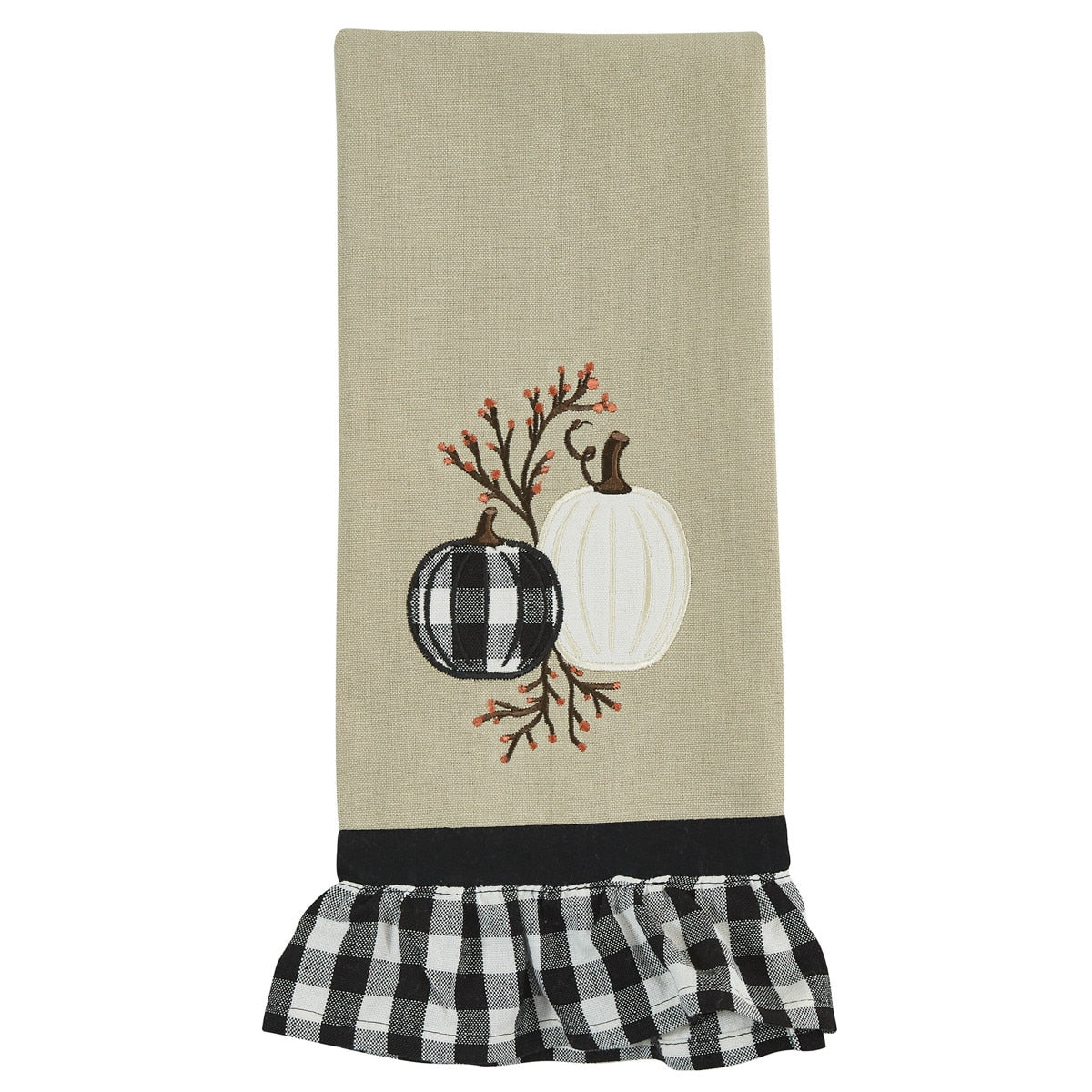 Park Designs Check And Cream Pumpkin Dishtowel - Set of 2