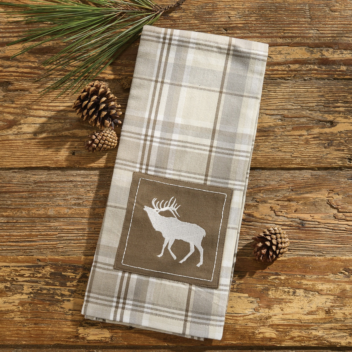 Park Designs Cliffside Plaid Elk Decorative Dishtowel - Set of 6