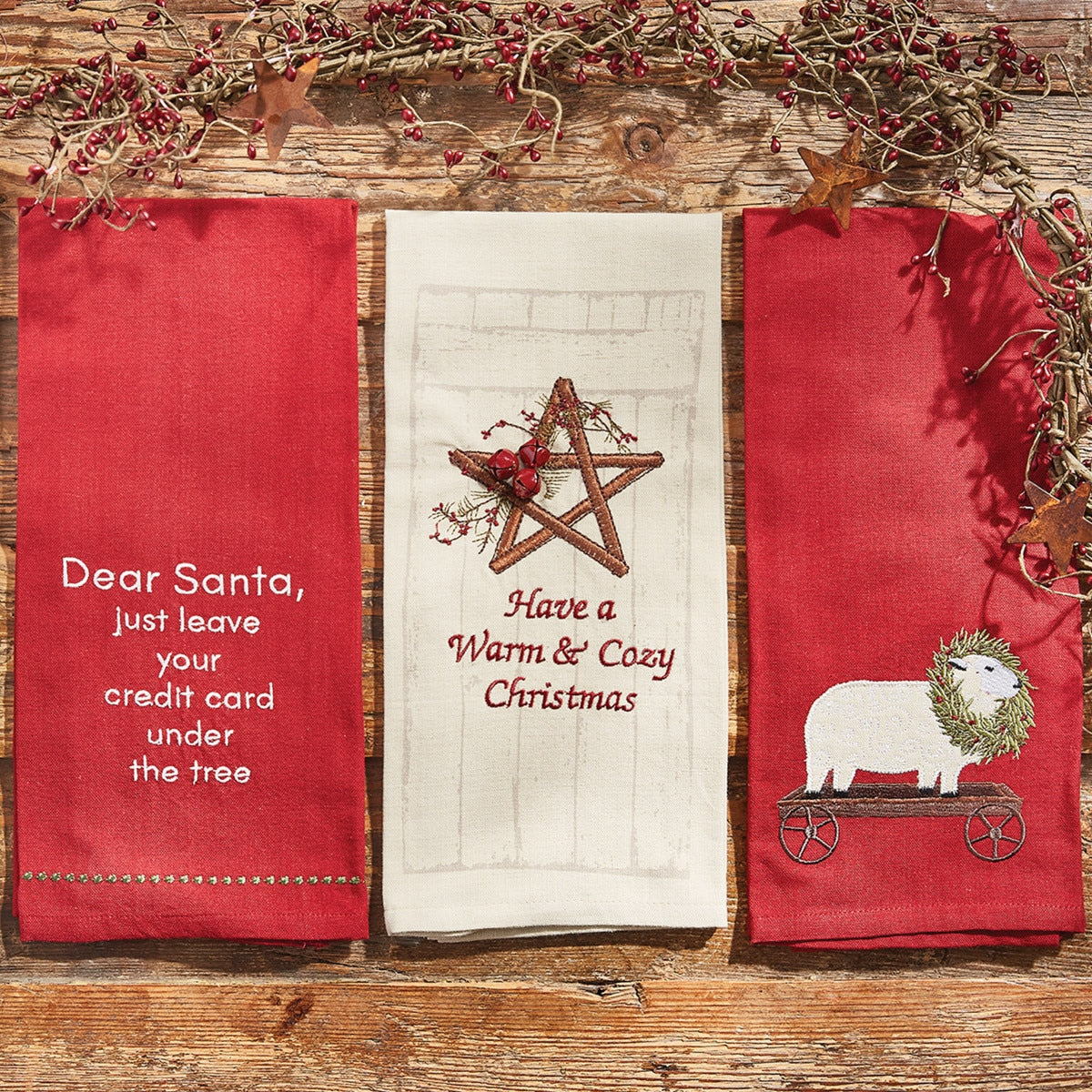 Park Designs Dear Santa Leave Card Sentiment Dishtowel - Set of 2