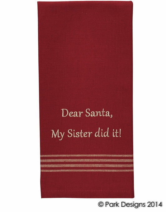 Park Designs Dear Santa, Sister Did It Dishtowel - Set of 3