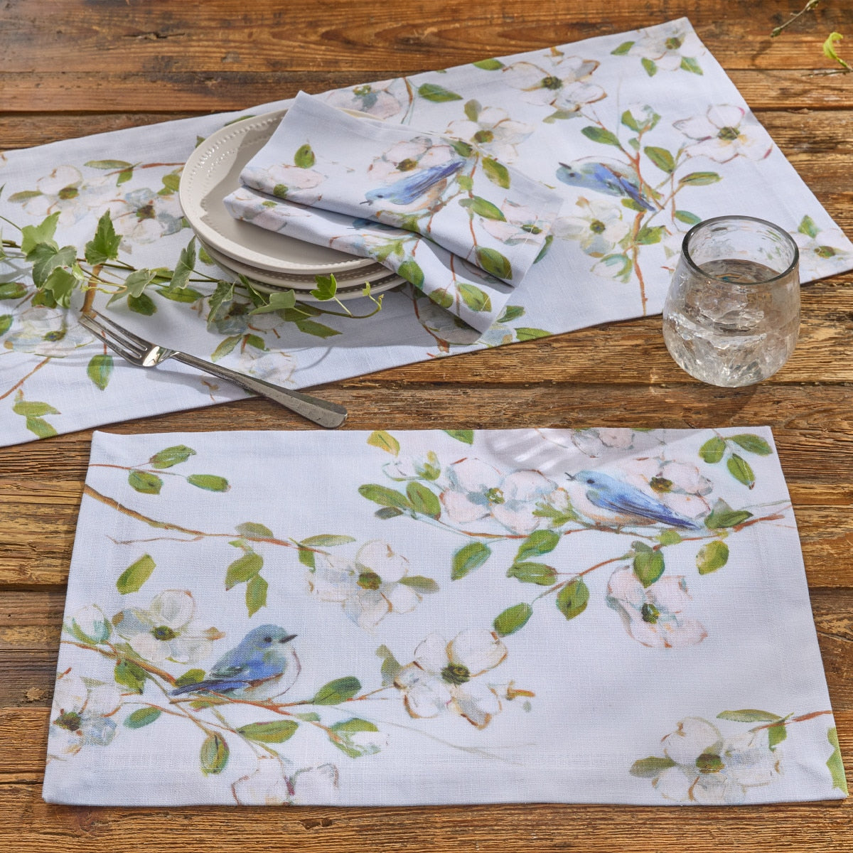 Park Designs Dogwoods And Blue Birds Napkin - Set of 12