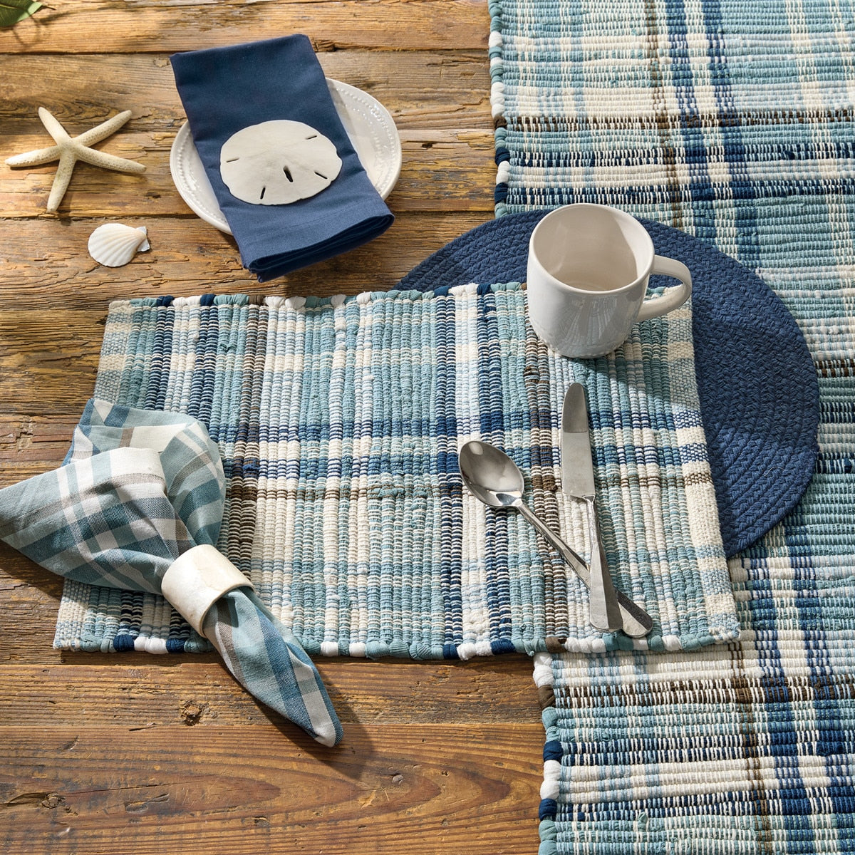 Park Designs Driftwood Plaid Chindi Placemat - Set of 12