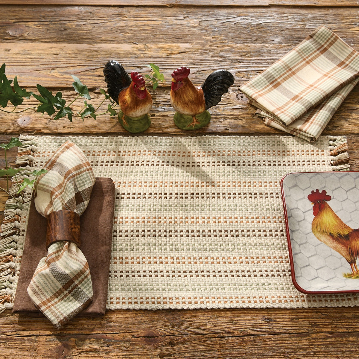 Park Designs Edgewood Yarn Basketweave Placemat - Set of 12