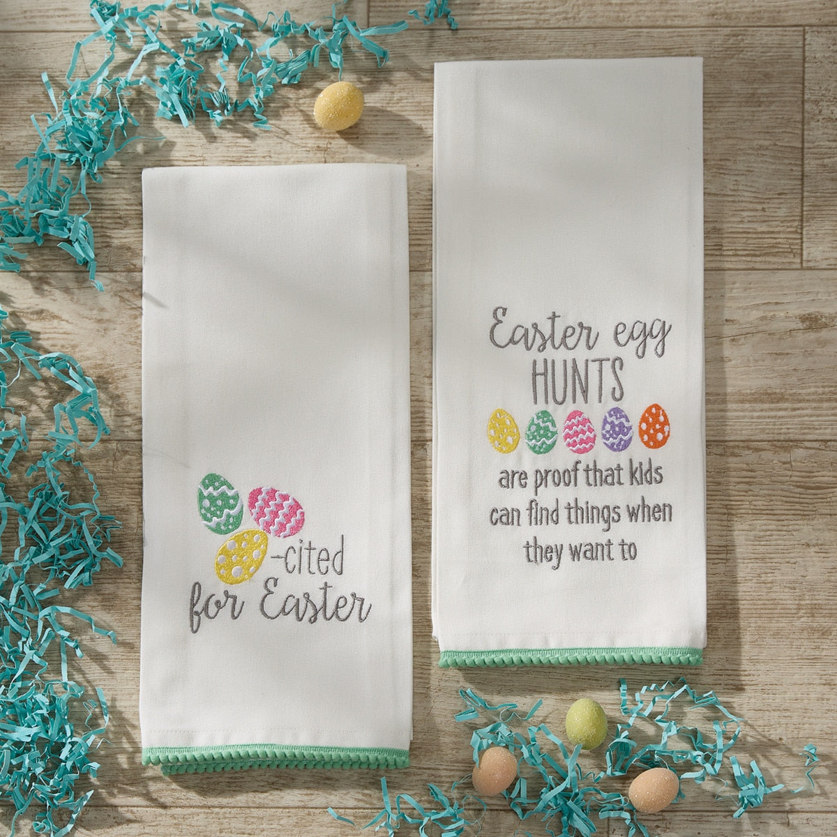 Park Designs Egg-Cited For Easter Embroidered Dishtowel - Set of 6
