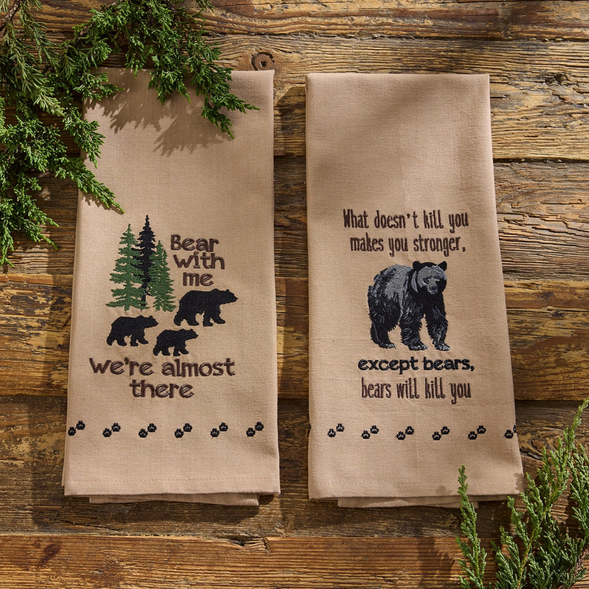 Park Designs Except Bears Embroidered Dishtowel - Set of 6