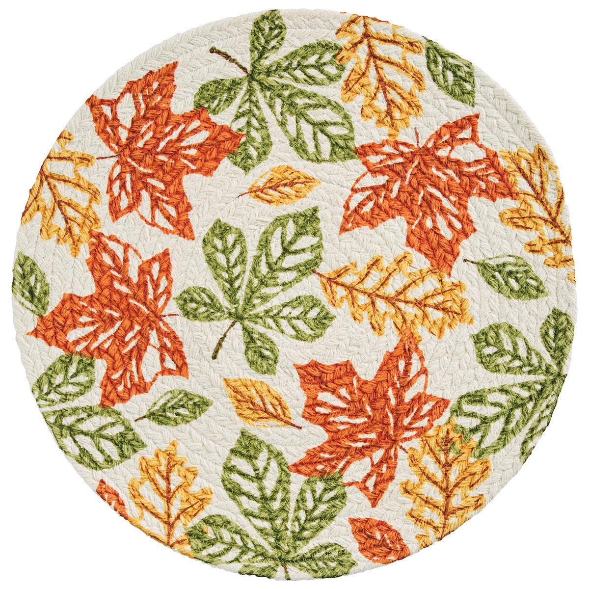 Park Designs Fall Leaves Printed Braided Placemat 15" Dia - Set of 12