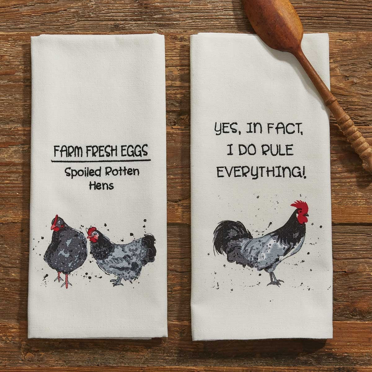 Park Designs Farm Fresh Eggs Print and Embroidered Dishtowel - Set of 2