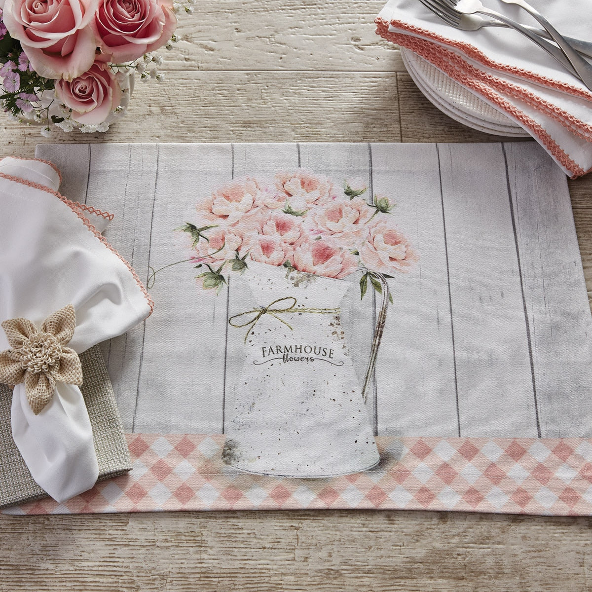 Park Designs Farmhouse Peonies Placemat - Set of 12