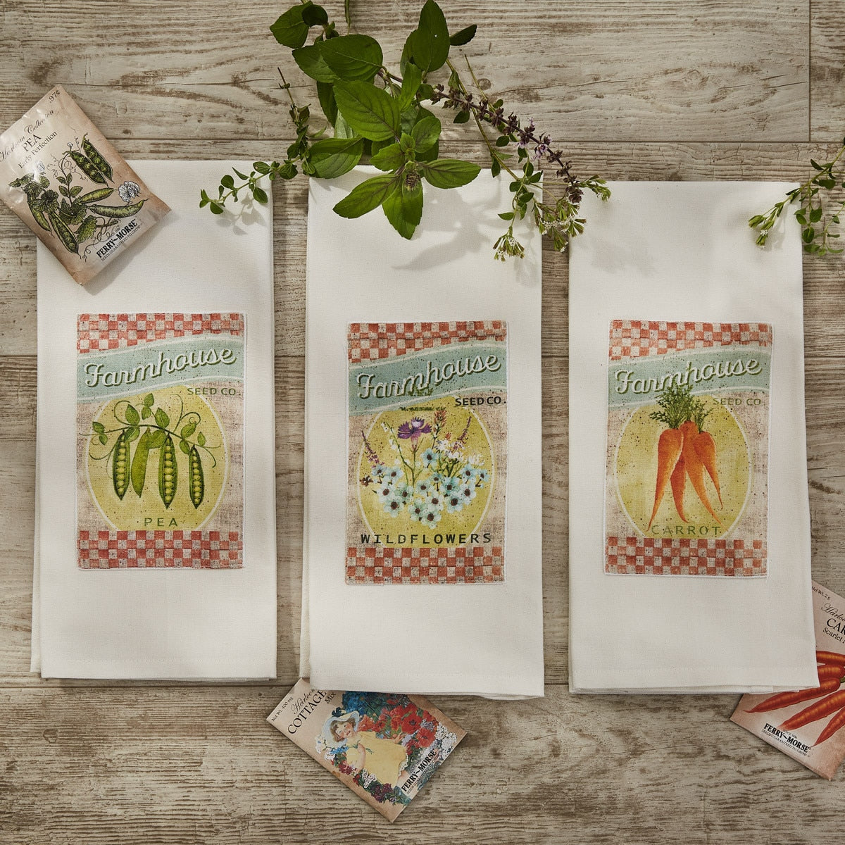 Park Designs Farmhouse Seed Co. Peas Dishtowel - Set of 6