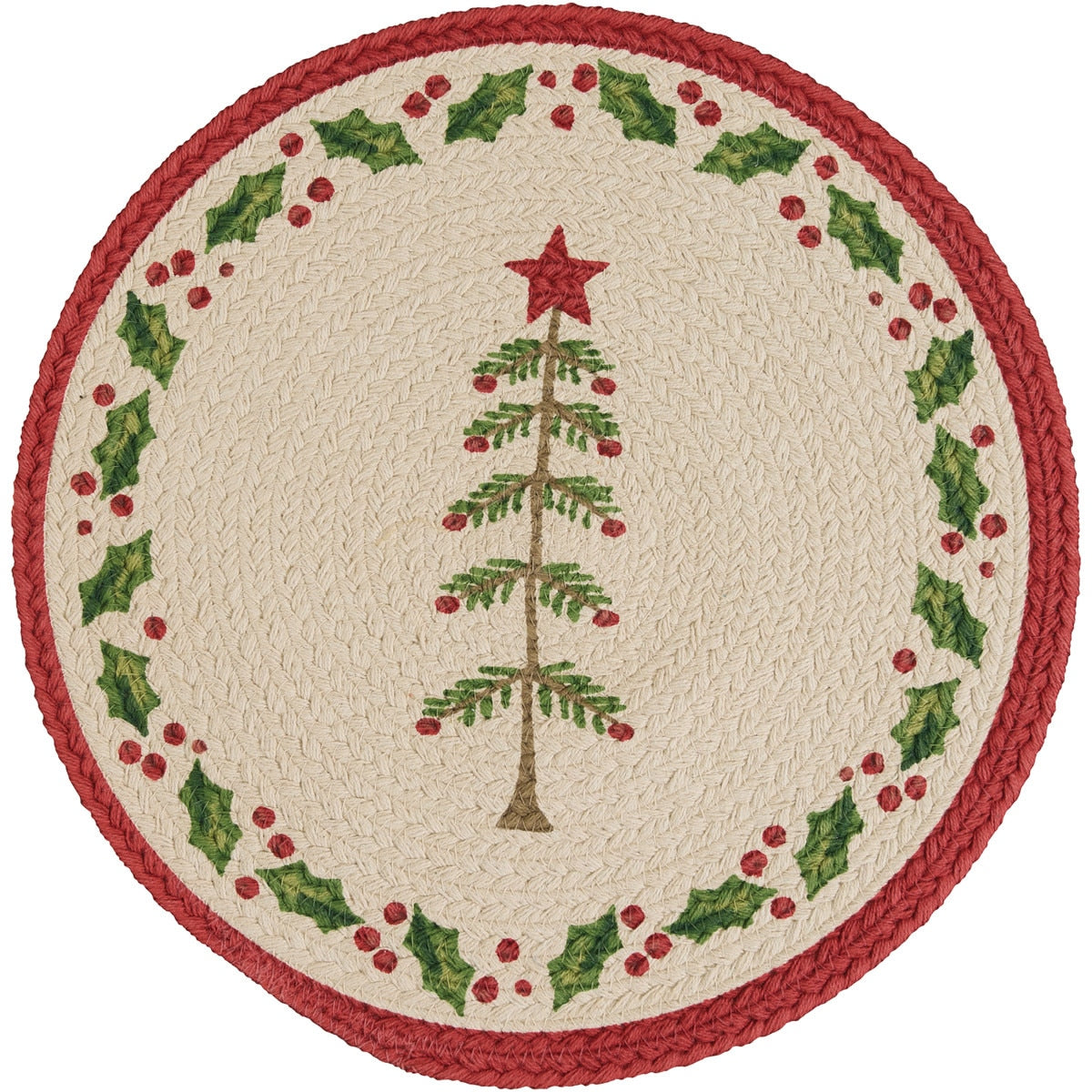 Park Designs Feather Tree Printed Braided Placemat 15" Dia - Set of 12