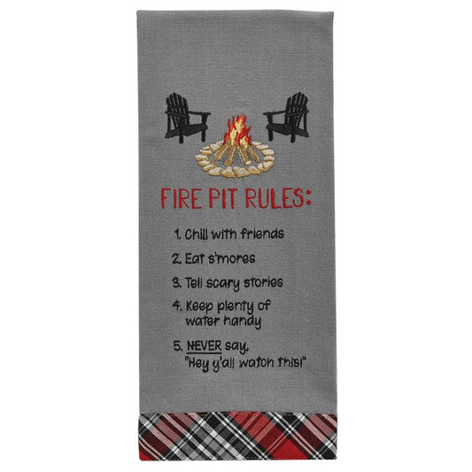 Park Designs Fire Pit Rules Embroidered Dishtowel - Set of 2
