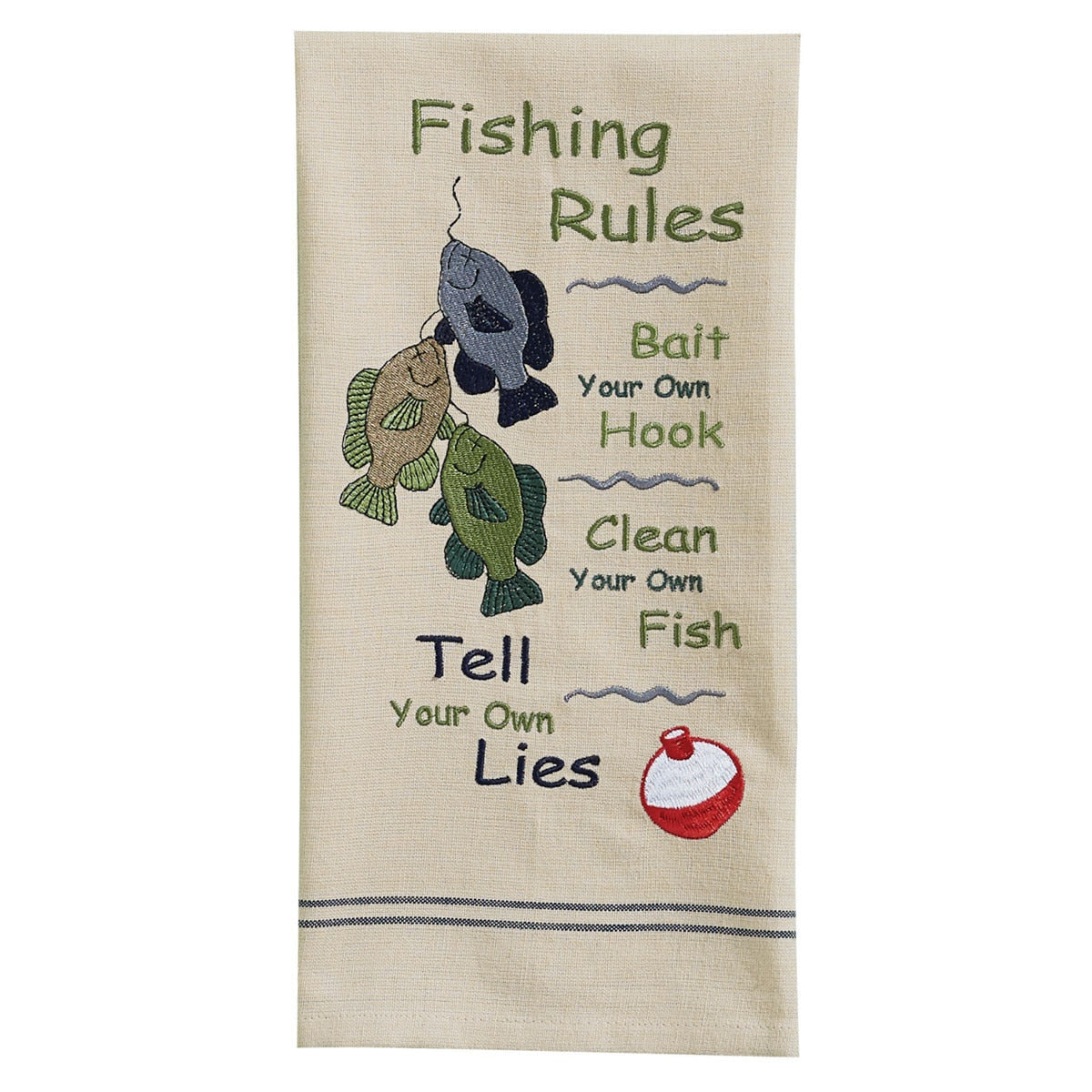 Park Designs Fishing Rules Embroidered Dishtowel - Set of 2