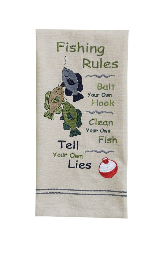 Park Designs Fishing Rules Embroidered Dishtowel - Set of 2