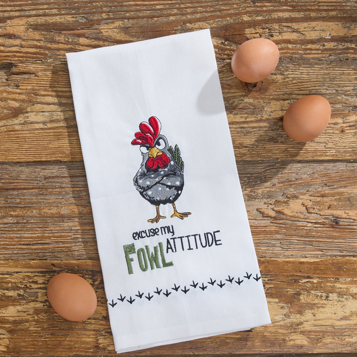 Park Designs Fowl Attitude Embroidered Dishtowel - Set of 6