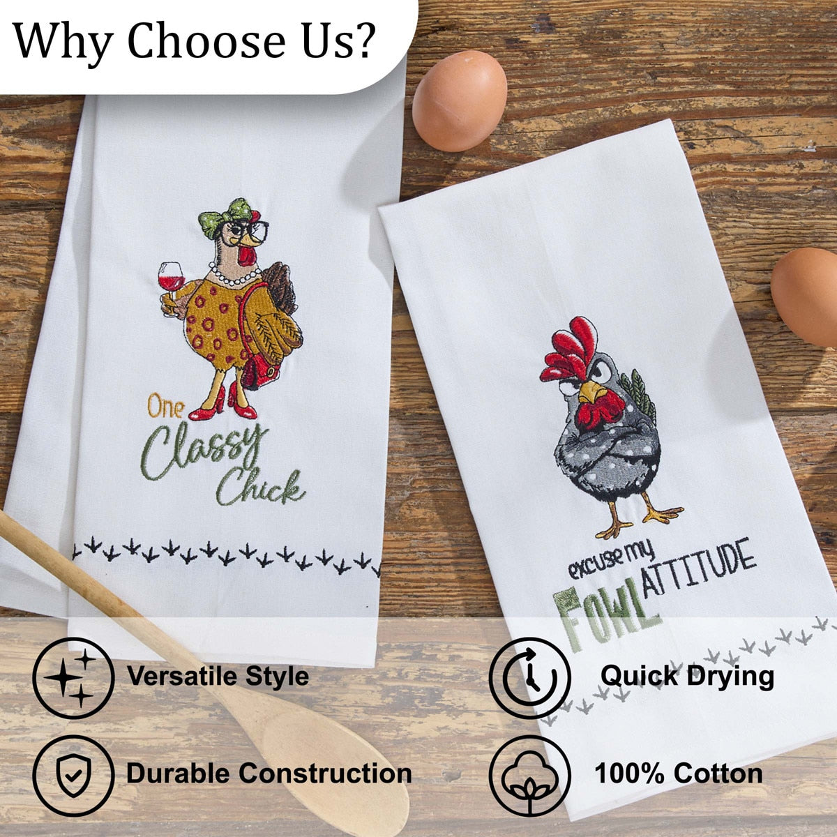 Park Designs Fowl Attitude Embroidered Dishtowel - Set of 6