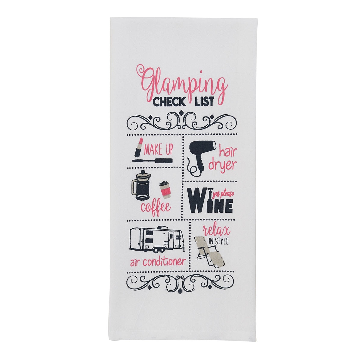 Park Designs Glamping Check List Printed Dishtowel - Set of 12