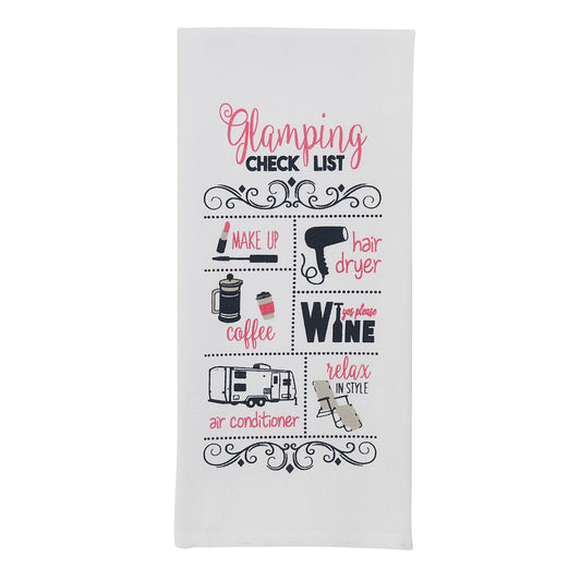 Park Designs Glamping Check List Printed Dishtowel - Set of 12