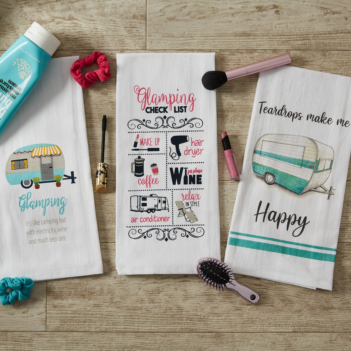 Park Designs Glamping Check List Printed Dishtowel - Set of 12