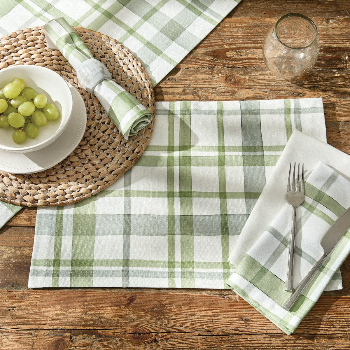 Park Designs Greenlee Printed Plaid Napkin - Set of 12