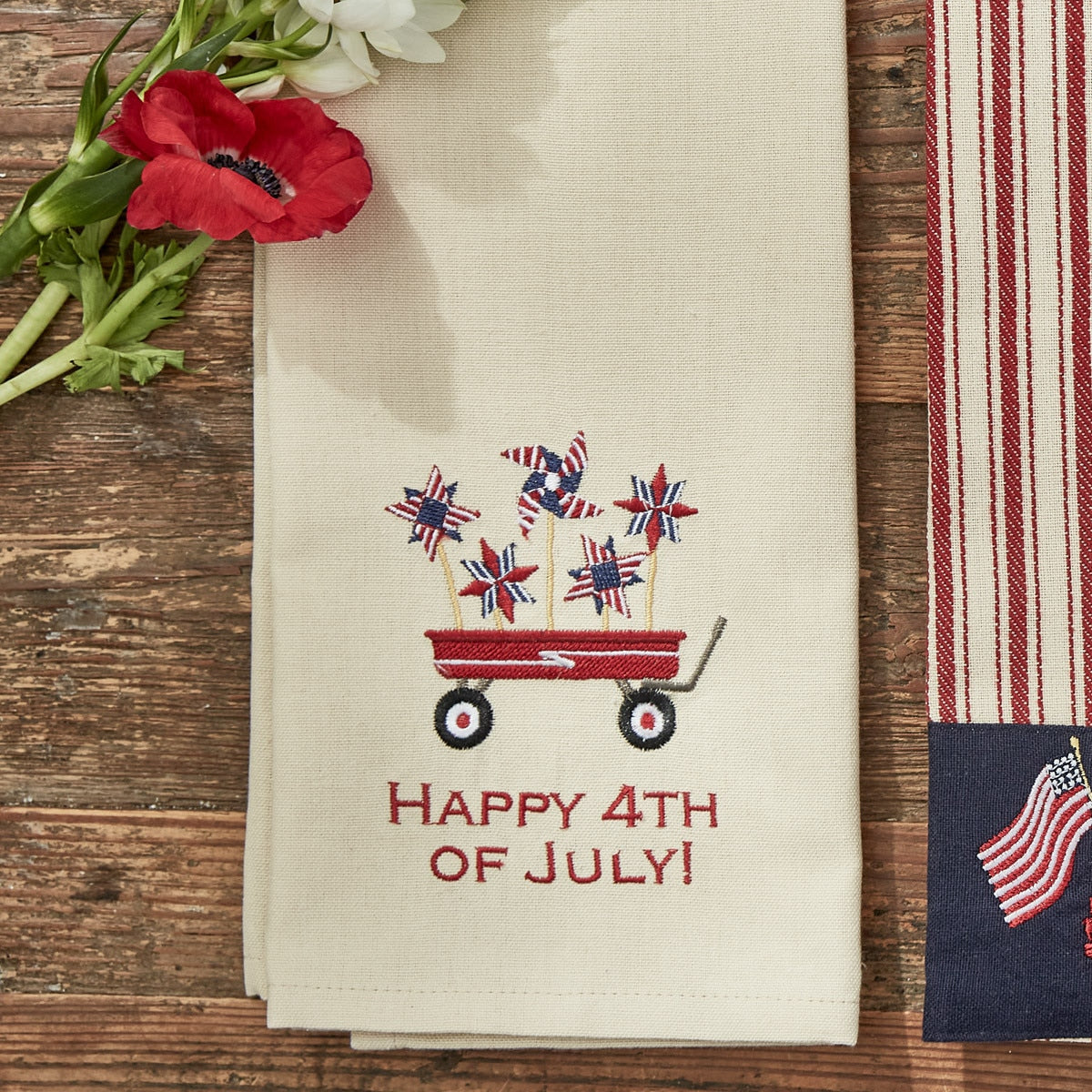 Park Designs Happy 4th of July Embroidered Dishtowel - Set of 6