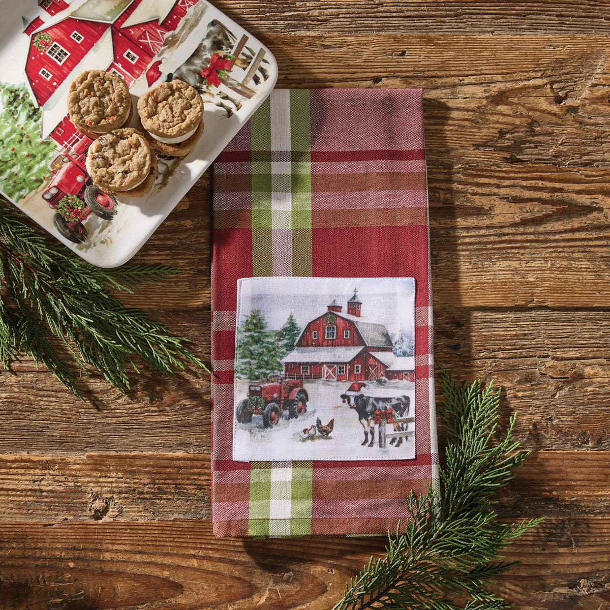 Park Designs Happy Holidays Plaid Decorative Dishtowel - Set of 6